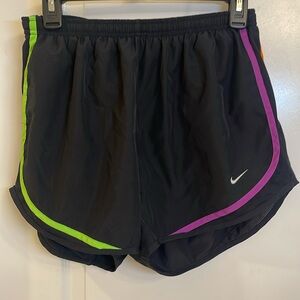 Black Nike Running Shorts with colorful trim.